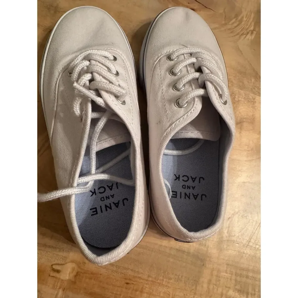 Janie and Jack Boys Classic Canvas Lace Up Sneakers White Size 2